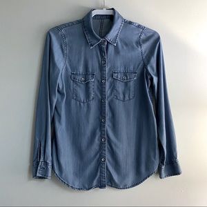 White House Black Market Denim Blouse, Size 0